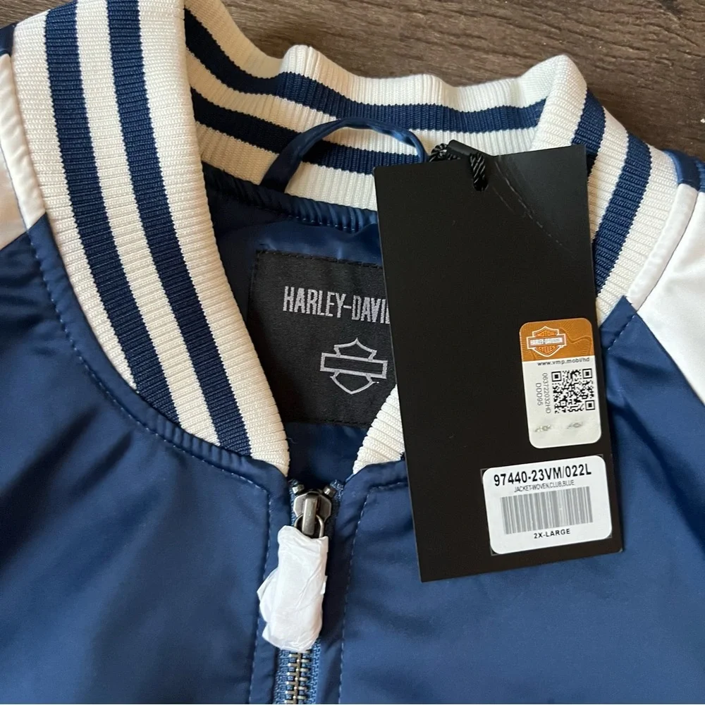 Harley Davidson Men's Club Crew Bomber Varsity Jacket Blue Size XXL - Picture 4 of 8